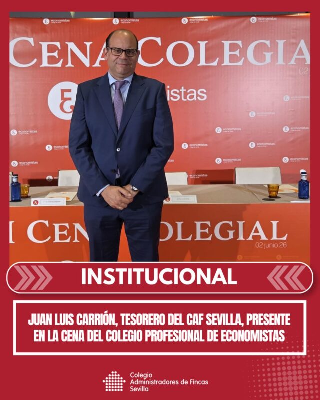 🤝 Juan Luis Carrión Jiménez, tesorero del Colegio de Administradores de Fincas de Sevilla, asistió a la VIII Cena Colegial organizada por el Colegio Profesional de @economistas.sevilla.

💼 Un encuentro que reunió a profesionales y representantes de distintos ámbitos colegiales de nuestra ciudad, fomentando la colaboración y el fortalecimiento de las relaciones institucionales.