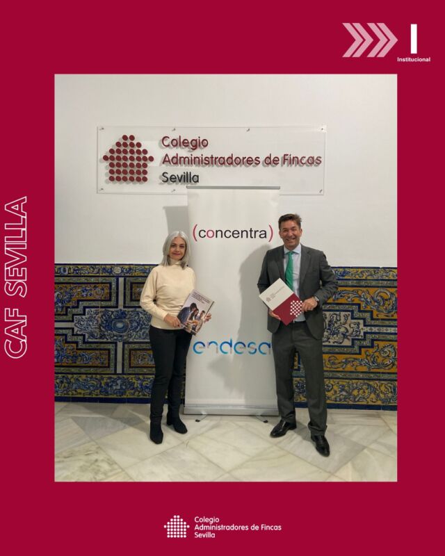 ⚡ Seguimos reforzando alianzas que aportan valor a nuestros colegiados y a las comunidades.
El CAF Sevilla ha renovado su convenio de colaboración con CONCENTRA, distribuidor oficial de ENDESA.

En la fotografía nuestra presidenta, María Dolores García Bernal, y David Domínguez, Delegado Comercial de Andalucía.

🤝 Un paso más para continuar ofreciendo servicios energéticos fiables, eficientes y con el respaldo de entidades de referencia en el sector.